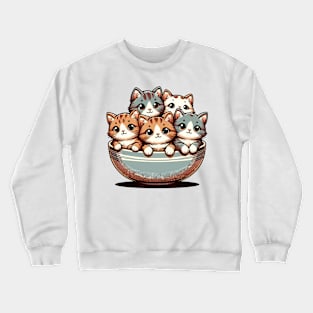 Cute cats in a bowl Crewneck Sweatshirt